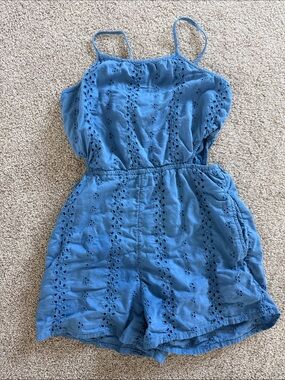 abercrombie kids Blue Eyelet Spaghetti Strap Romper
